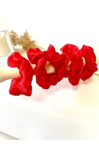 5 Adet Kırmızı Rahat Ve Şık Scrunchie Saten Simit Toka, Kına Için Toka