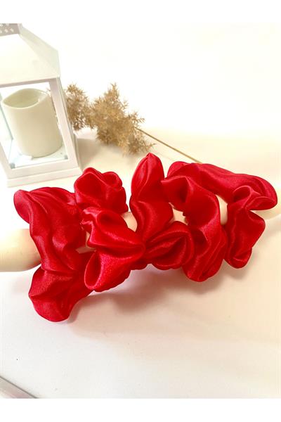 5 Adet Kırmızı Rahat Ve Şık Scrunchie Saten Simit Toka, Kına Için Toka