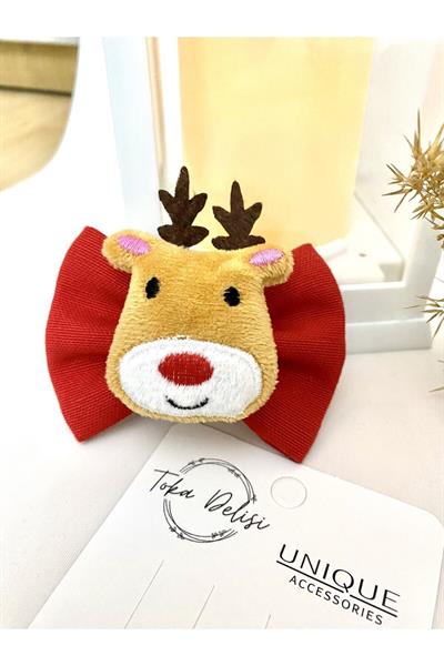 Büyük Geyik Figürlü Son Trend Kırmızı Karne Hediyesi Yılbaşı Toka Çocuk Hand Made Noel Christmas Tok