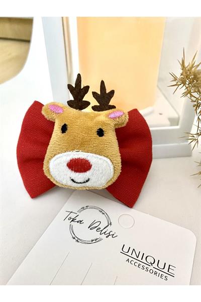 Büyük Geyik Figürlü Son Trend Kırmızı Karne Hediyesi Yılbaşı Toka Çocuk Hand Made Noel Christmas Tok