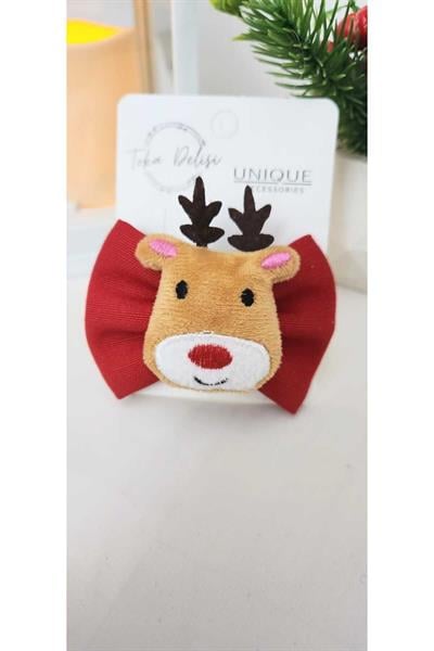 Büyük Geyik Figürlü Son Trend Kırmızı Karne Hediyesi Yılbaşı Toka Çocuk Hand Made Noel Christmas Tok