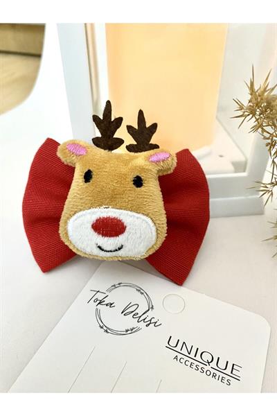 Büyük Geyik Figürlü Son Trend Kırmızı Karne Hediyesi Yılbaşı Toka Çocuk Hand Made Noel Christmas Tok