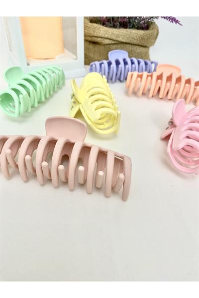 Kadın 6 Adet Soft Renkler HL Mandal Toka, Son Trend Büyük Boy Mandal Toka