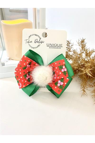 Özel Seri Son Trend Yılbaşı Tokası, Fiyonk Toka, Çocuk Toka Hand Made Noel Christmas Pens Toka