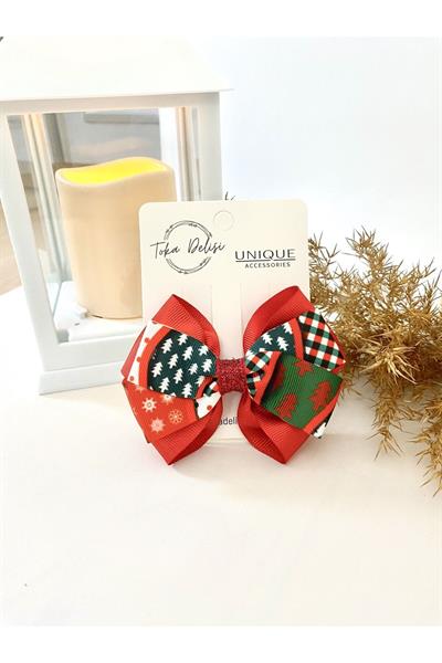 Özel Seri Son Trend Yılbaşı Tokası, Fiyonk Toka, Çocuk Toka Hand Made Noel Christmas Pens Toka
