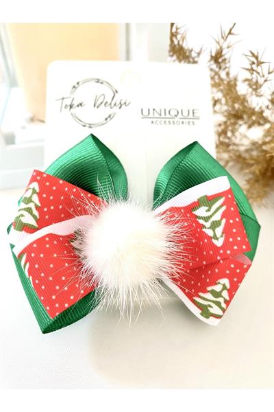 Özel Seri Son Trend Yılbaşı Tokası, Fiyonk Toka, Çocuk Toka Hand Made Noel Christmas Pens Toka