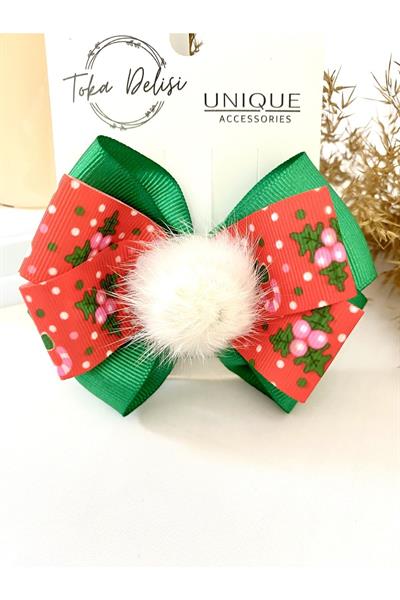 Özel Seri Son Trend Yılbaşı Tokası, Fiyonk Toka, Çocuk Toka Hand Made Noel Christmas Pens Toka