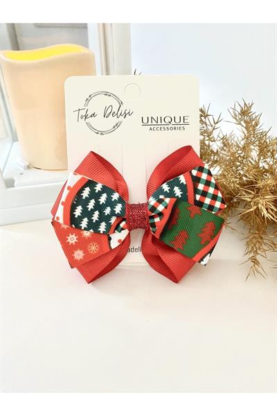 Özel Seri Son Trend Yılbaşı Tokası, Fiyonk Toka, Çocuk Toka Hand Made Noel Christmas Pens Toka