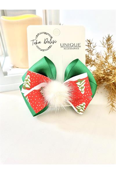 Özel Seri Son Trend Yılbaşı Tokası, Fiyonk Toka, Çocuk Toka Hand Made Noel Christmas Pens Toka