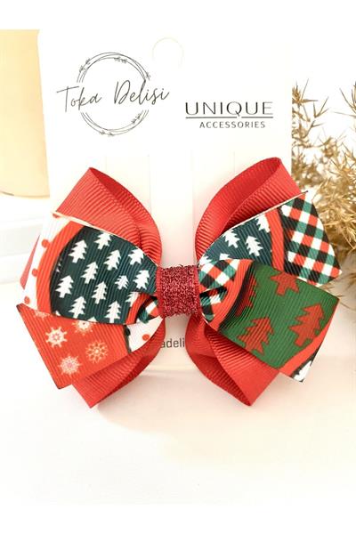 Özel Seri Son Trend Yılbaşı Tokası, Fiyonk Toka, Çocuk Toka Hand Made Noel Christmas Pens Toka