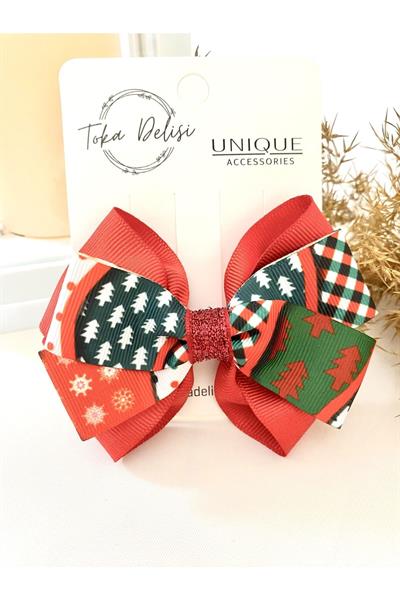 Özel Seri Son Trend Yılbaşı Tokası, Fiyonk Toka, Çocuk Toka Hand Made Noel Christmas Pens Toka