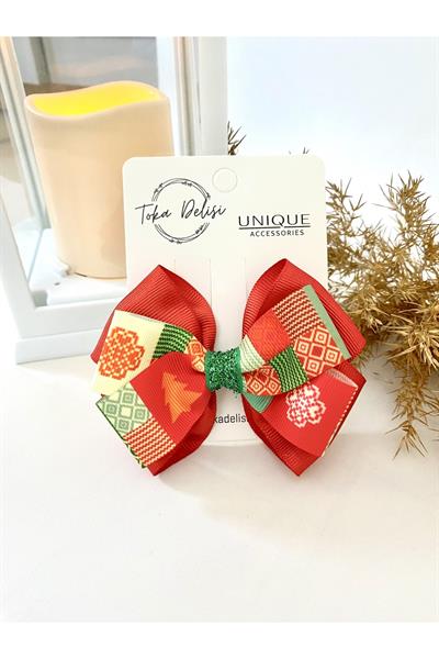 Özel Seri Son Trend Yılbaşı Tokası, Fiyonk Toka, Çocuk Toka Hand Made Noel Christmas Pens Toka