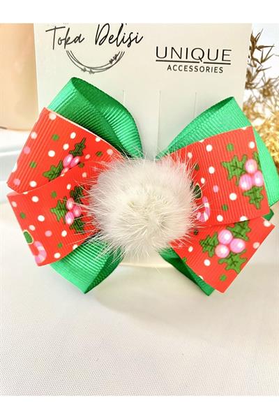 Özel Seri Son Trend Yılbaşı Tokası, Fiyonk Toka, Çocuk Toka Hand Made Noel Christmas Pens Toka