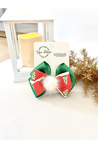 Özel Seri Son Trend Yılbaşı Tokası, Fiyonk Toka, Çocuk Toka Hand Made Noel Christmas Pens Toka