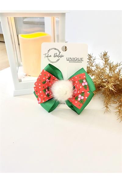 Özel Seri Son Trend Yılbaşı Tokası, Fiyonk Toka, Çocuk Toka Hand Made Noel Christmas Pens Toka