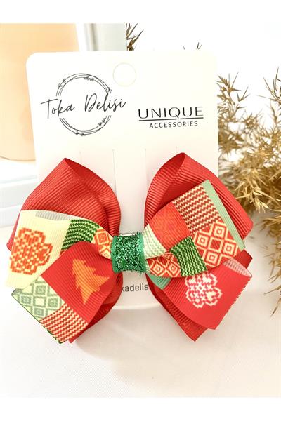 Özel Seri Son Trend Yılbaşı Tokası, Fiyonk Toka, Çocuk Toka Hand Made Noel Christmas Pens Toka