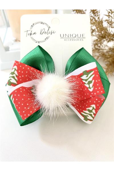 Özel Seri Son Trend Yılbaşı Tokası, Fiyonk Toka, Çocuk Toka Hand Made Noel Christmas Pens Toka