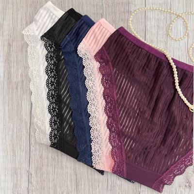 Tül Detaylı Mürdüm Slip Külot