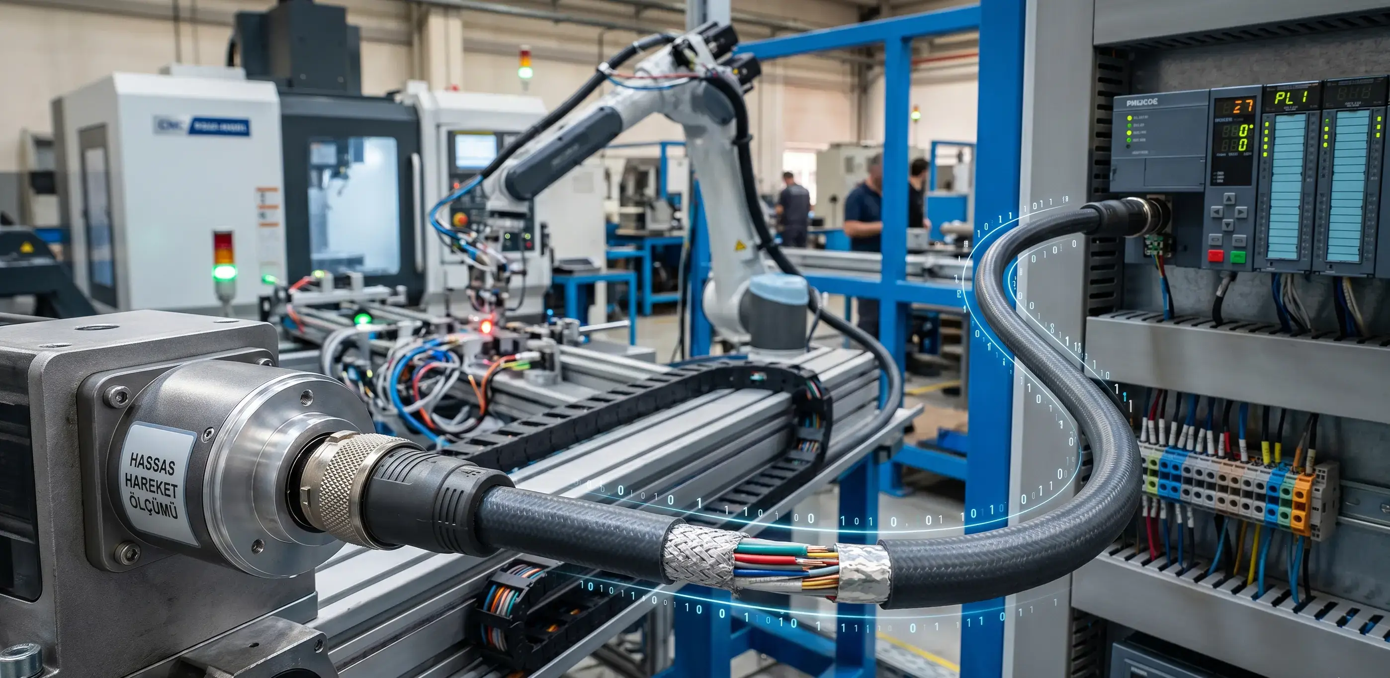 encoder kablosu,endüstriyel otomasyon,plc pano bağlantısı,robot kolu kablosu,ekranlı data kablosu