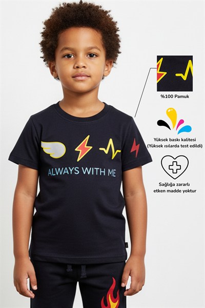 Always With Me Cesur Ruhlar İçin %100 Pamuk Baskılı Unisex Çocuk T-Shirt Tişört | 4-9 Yaş