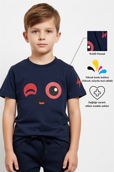 Spark Mode On Baskılı Enerjik %100 Pamuk Erkek Çocuk T-Shirt Tişört | 4-9 Yaş
