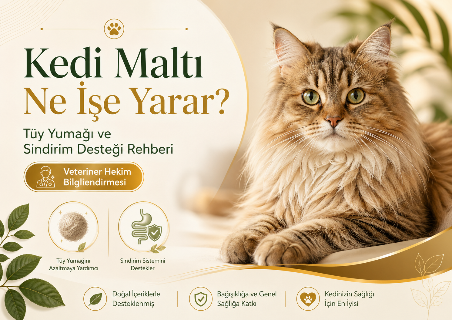 Kedi maltı ne işe yarar tüy yumağı ve sindirim desteği rehberi