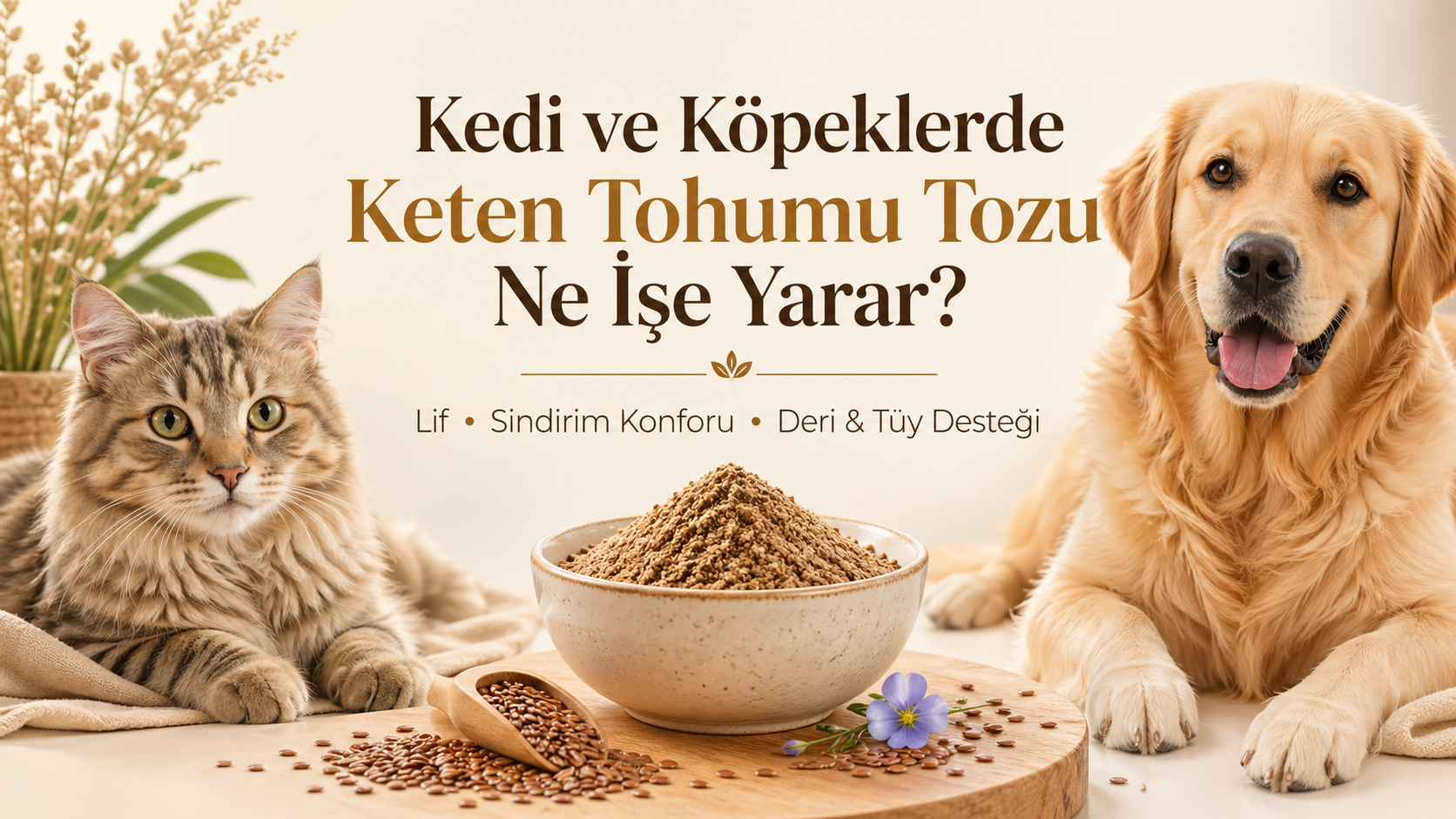 Kedi ve köpeklerde keten tohumu tozu ile lif,sindirim konforu ve deri tüy desteği