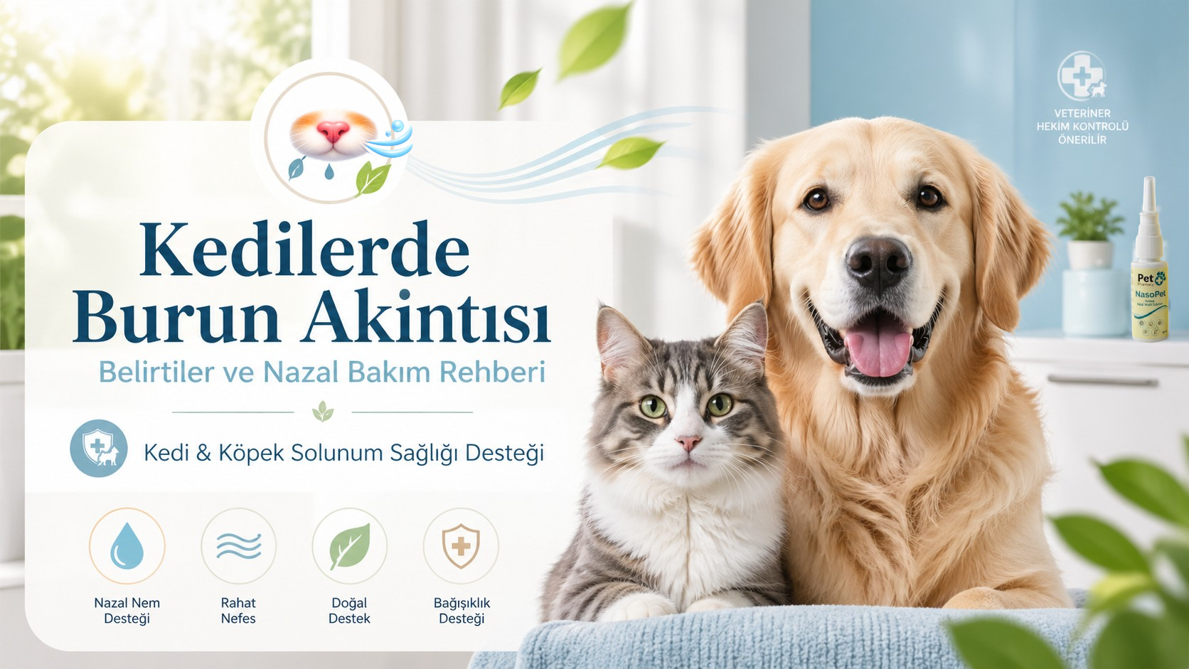 kedilerde burun akıntısı belirtiler ve nazal bakım rehberi,kedi ve köpeklerde solunum sağlığı burun akıntısı desteği,NasoPet kedi köpek burun spreyi nazal temizlik ve nem desteği