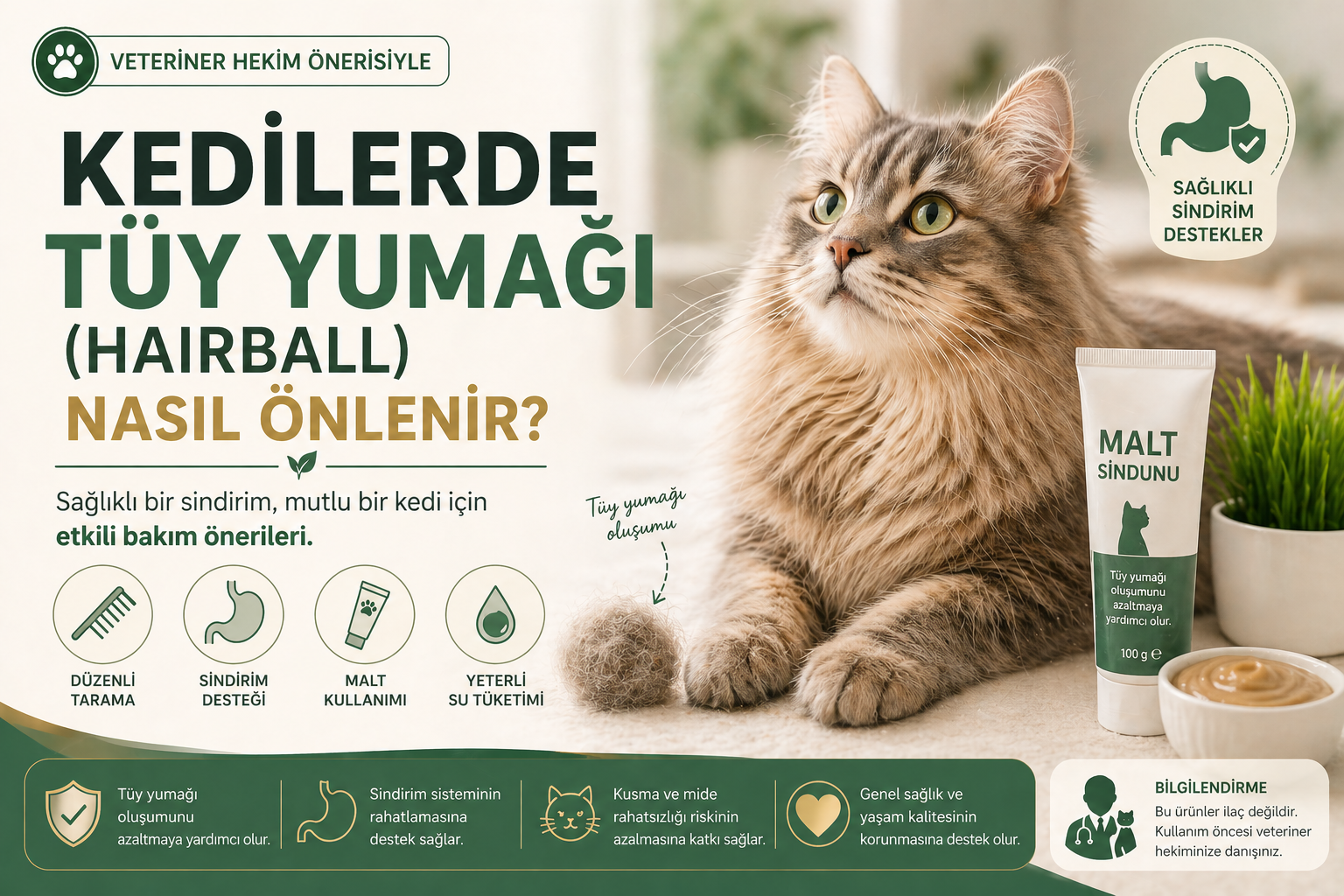 Kedilerde Tüy Yumağı (Hairball) Nasıl Önlenir?