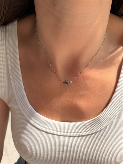 OPAL TAŞLI LACİVERT MİNİ BALIK KOLYE