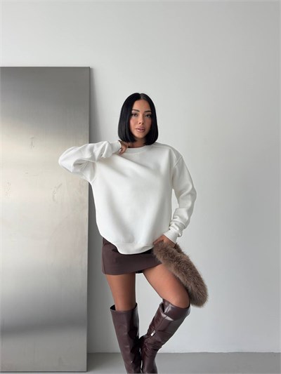 Rahat Kesim Bisiklet Yaka Sweatshirt