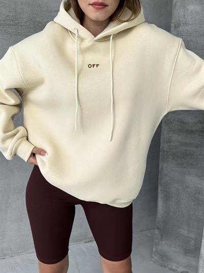 Unisex Kapüşonlu Oversize Salaş Off Yazılı Sweatshırt