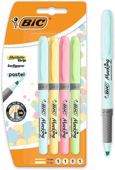 Bic Fosforlu Kalem Brite Liner Grip Set 4lü Pastel Blister 964859