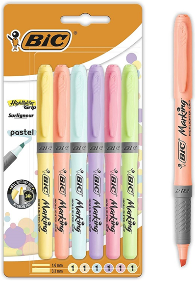 Bic Fosforlu Kalem Brite Liner Grip Set 6lı Pastel Blister 992561