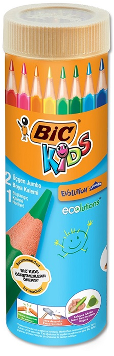 BIC KURU BOYA EVOLUTION ÜÇGEN JUMBO 12+1 Lİ TÜP 958192