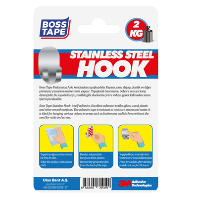 Boss Tape Askı Paslanmaz 2 Kg Küçük Boy 2 Li Bls. Bt-11002