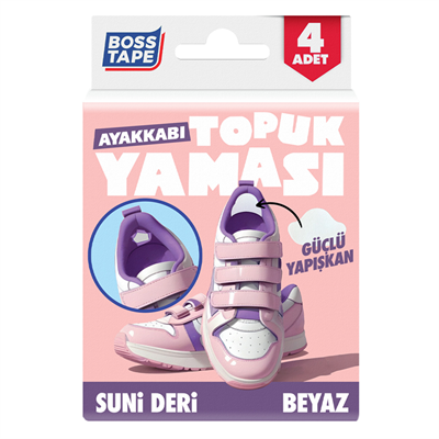 Boss Tape Ayakkabı Topuk Yaması Suni Deri 4 Adet Beyaz Bt-07003