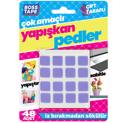 BOSS TAPE ÇOK AMAÇLI YAPIŞKAN PEDLER 12x12 MM 48 ADET BT-05016
