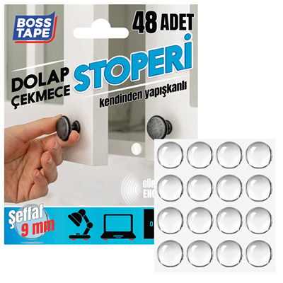 Boss Tape Dolap Stoperi 9 Mm 48 Adet Bt-03010