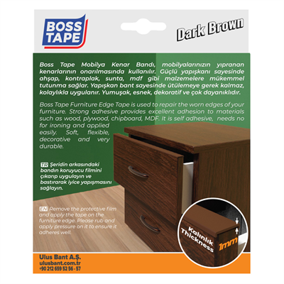 BOSS TAPE MOBİLYA KENAR BANDI 18 MM x 5M KOYU KAHVERENGİ BT-03030