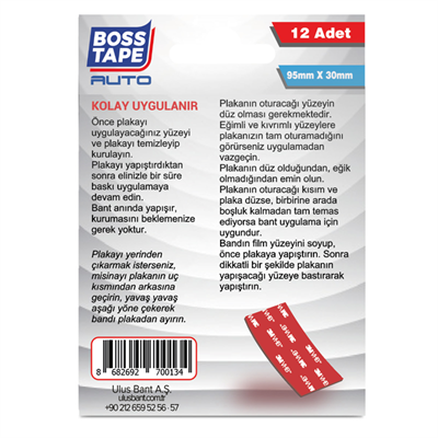 Boss Tape Montaj Bandı Plaka 95x30 mm Blister Bt-09001