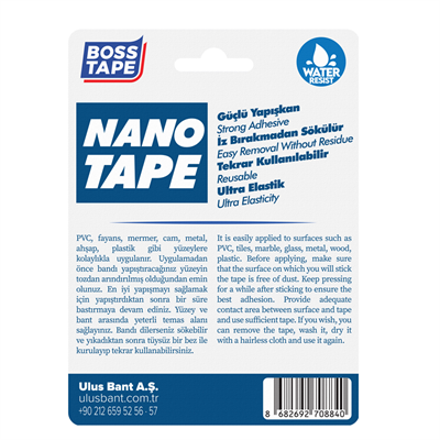 Boss Tape Nano Çift Taraflı Bant Magıc Tape 19 mm x 2 mt Mavi Blister Bt-01032