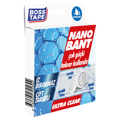 BOSS TAPE NANO BANT-MAGIC TAPE 19 MM x 3M ŞEFFAF KUTULU BT-01031