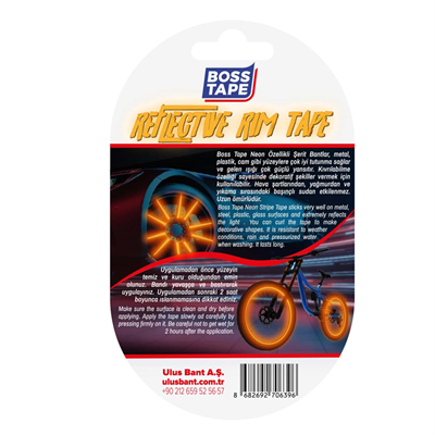 Boss Tape Neon Jant Bandı 7 mm x 7 mt Turuncu Blister Bt-09014