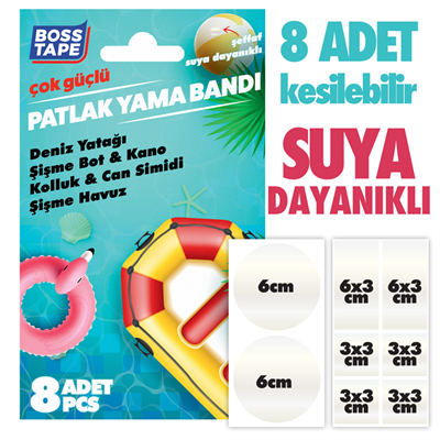 BOSS TAPE ÖZEL BANT ÇOK GÜÇLÜ PATLAK YAMA BANDI 6x3 CM 8 PARÇA BT-02024