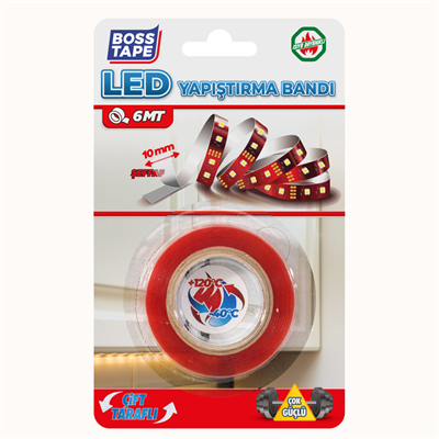 BOSS TAPE ÖZEL BANT LED MONTAJ BANDI ÇİFT TARAFLI 10 MM x 6M BT-01025