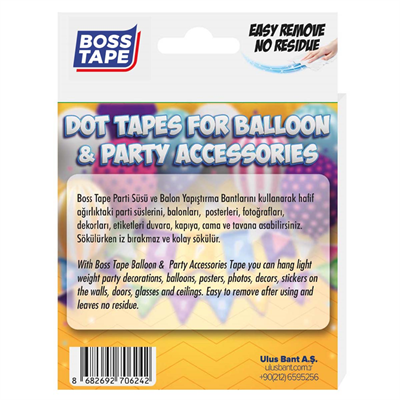 BOSS TAPE ÖZEL BANT PARTİ SÜSÜ & BALON YAPIŞTIRMA BANDI 10 MM YUVARLAK BT-05017