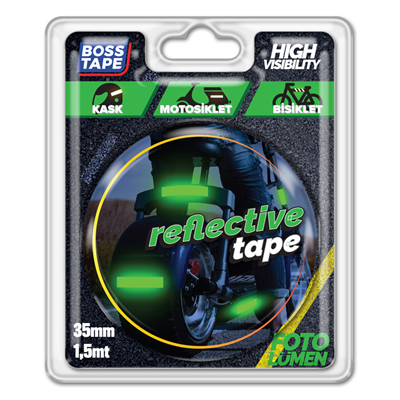 BOSS TAPE REKLEFTİF BANT 35 MM x 1.5M FOSFORLU YEŞİL BT-09005