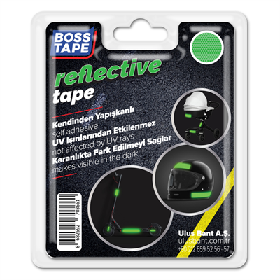 BOSS TAPE REKLEFTİF BANT 35 MM x 1.5M FOSFORLU YEŞİL BT-09005