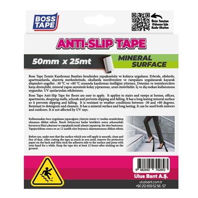 BOSS TAPE ZEMİN KAYDIRMAZ BANT İÇ VE DIŞ MEKAN 50 MM x 25M BT-10003